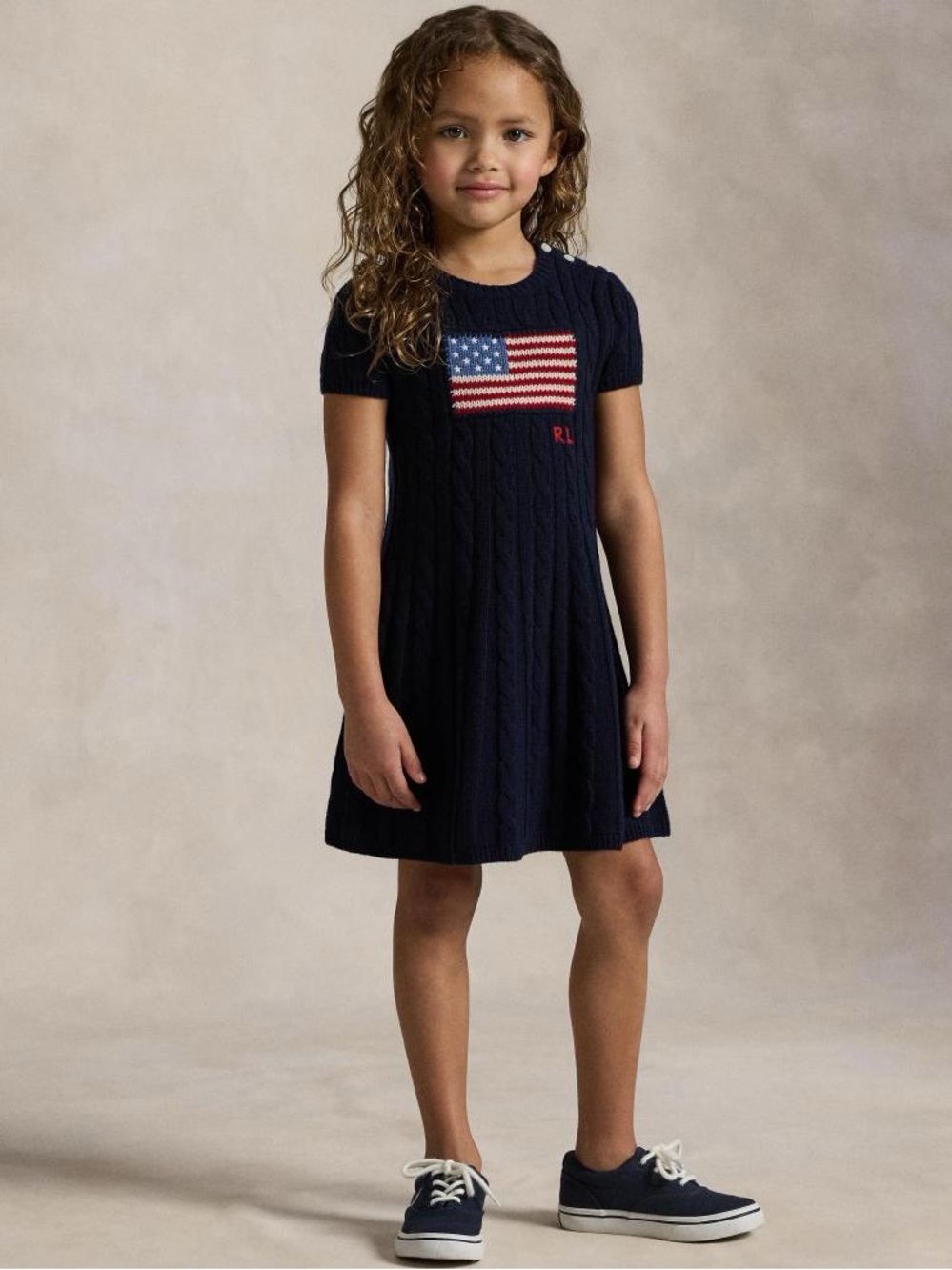 NWT Polo Ralph Lauren
Girl's American Flag Cashmere Cable Knit Dress